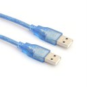 30CM Transparent Blue USB 2.0 Extension Cable Male To Male USB Extension Cord