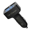 4 In 1 Dual USB Car Charger Adapter With Voltage Current Temperature Tester