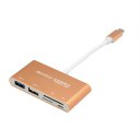 Type-C Interface Support USB3.0 HUB Security Digital Memory TF Card Reader