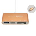 Type-C Interface Support USB3.0 HUB Security Digital Memory TF Card Reader