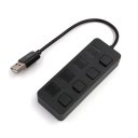 4 Ports USB 2.0 Hub with Independent ON/OFF Switch Slim Compact USB Hub