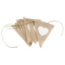 Jute Rope Flax Triangular Flag Linen Heart Pennant Flag Wedding Decor Supplies