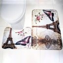 2Pcs/Set Paris Eiffel Tower Non-Slip Bathroom Toilet Pedestal Rug + Bath Mat