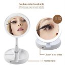 Double-sided LED Makeup Light Desk Mirror Folding Cosmetics Storage Mirror