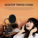Microphone POP Filter Shockproof Desktop Tripod Stand Mount Holder for Karaoke