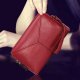 Simple Smooth PU Leather Small Clutch Handbag Wallet Purse With Wrist Strap
