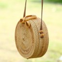Woven Handbag Bowknot Round Rattan Straw Woven Crossbody Beach Circle Bag