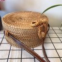 Woven Handbag Bowknot Round Rattan Straw Woven Crossbody Beach Circle Bag