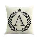 Crown Letter Alphabet Pattern Cotton Linen Cushion Cover 45*45cm Pillowcase
