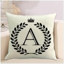 Crown Letter Alphabet Pattern Cotton Linen Cushion Cover 45*45cm Pillowcase