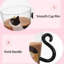 Cute Kitty Glass Water Cup Cat Tail Handle Mug Milk Tea Coffee Fruit Juice Mug