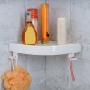 Snap Up Corner Shelf Non-marking Triangle Bathroom Storage Rack With Hooks
