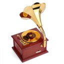 Gramophone Shaped Music Box Vintage Romantic Hand Crank Type Gift Present