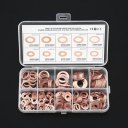 200Pcs Solid Copper Washer Flat Ring Sump Plug Oil Seal Assorted Set Box