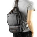 Men Outdoor PU Leather Satchel Bag Chest Bag Crossbody Single Shoulder Bag