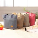 Large Capacity Insulated Hand Bag Durable Canvas Thermal Lunch Bag for Women