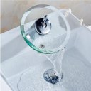 Bathroom Kitchen Sink Round Glass Waterfall Faucet Brass Chrome Basin Faucet