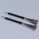 1 Pair Of Rubber Handle Metal Wire Drum Throw Retractable Brushes Sticks