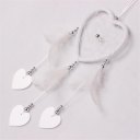 White Heart Shaped Net Loop Feather Car Wall Hanging Ornament Wedding Decor