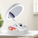 Double-sided LED Lights Makeup Mirror Folding Rotating Cosmetic Storage Mirror
