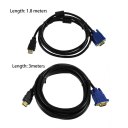 HDMI To VGA Cable 15Pin Adapter Male to Male 1024 x 768p Fast Transfer Rate