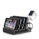 6 Ports USB Charging Dock Station Charger For Tablet Phone With Watch Bracket