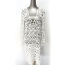 Sexy Women Beach Cover up Dress Swimsuits Long-Sleeved Lace Beach Tunic