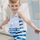Boys Float Suits Striped One-piece Buoyancy Swimwear Detachable Swimsuits