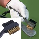 Black Dual Bristles Golf Club Groove Ball Cleaning Brush Cleaner& Snap Clip
