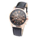 Trendy Style Romen Number Display Watch Leather Material Wrist Watches