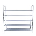 Simple Assembly 5 Tiers Non-woven Fabric Shoe Rack with Handle Gray