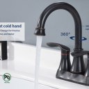 2-Handle 4-Inch Oil Rubbed Bronze Bathroom Faucet, Bathroom Vanity Sink Faucets with Pop-up Drain and Supply Hoses