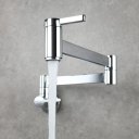 Brass Wall Mounted Foldable Faucet Double Handles Fuacet Cold Water Kitchen Tap Chrome