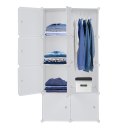 8 Cube Organizer Stackable Plastic Cube Storage Shelves Design Multifunctional Modular Closet Cabinet with Hanging Rod White
