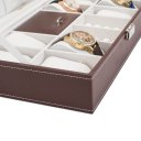 Jewelry Box 8 Slots Watch Organizer Storage Case with Lock and Mirror for Men Women Brown