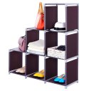 Multifunctional Assembled 3 Tiers 6 Compartments Storage Shelf Dark Brown