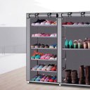 Double Rows 9 Lattices Combination Style Shoe Cabinet Gray