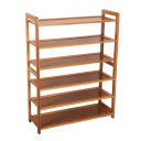 Concise Rectangle 6 Tiers Bamboo Shoe Rack Wood Color