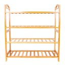 Concise 12-Batten 4 Tiers Bamboo Shoe Rack Wood Color
