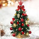 Exquisite Christmas Tree with LED Lights, 2ft Small Tabletop Mini Red Artificial Xmas Tree with Christmas Ornaments