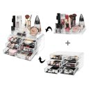 Multi-check & 6 Drawers Integrated Acrylic Makeup Case Cosmetics Organizer Transparent