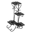 One Set Black Paint 32.3 Inches High 4 Square Patterned Potted Plants Stand