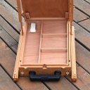 SFHX-3E Red Beech Portable Rolling Sketch Box Oil Painting Easel with Palette Wood Color
