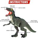 Remote Control R/C Walking Dinosaur Toy with Shaking Head, Light Up Eyes & Sounds (Velociraptor), Gift for kids