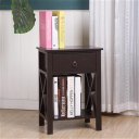 Nightstand Modern End Table, Side Table with 1 Drawer and Storage Shelf, Brown