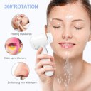 facial cleansing brush by MiroPure, Waterproof face spin brush set with 5 brush heads, rechargeable exfoliating face brush for gentle exfoliation, deep scrubbing and massaging - white