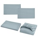 Abraded Plain 4 Piece Bed Sheet Set Full Size Blue