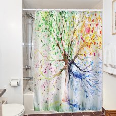 Colorful Tree Four Seasons Polyester Waterproof Shower Curtain Bathroom Decor