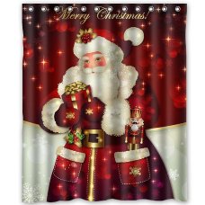 150 * 180CM 3D Red Robe Santa Claus Waterproof Bathroom Fabric Shower Curtain