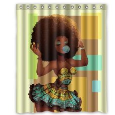 Home Decor Bathroom Big Hair African Woman Waterproof Bath Shower Curtain